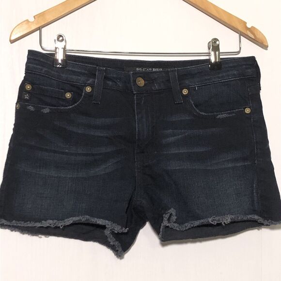 Big Star Cut-off Shorts Womens 29 Blue Dark Short-Short Distressed Denim Y2K - Picture 1 of 12
